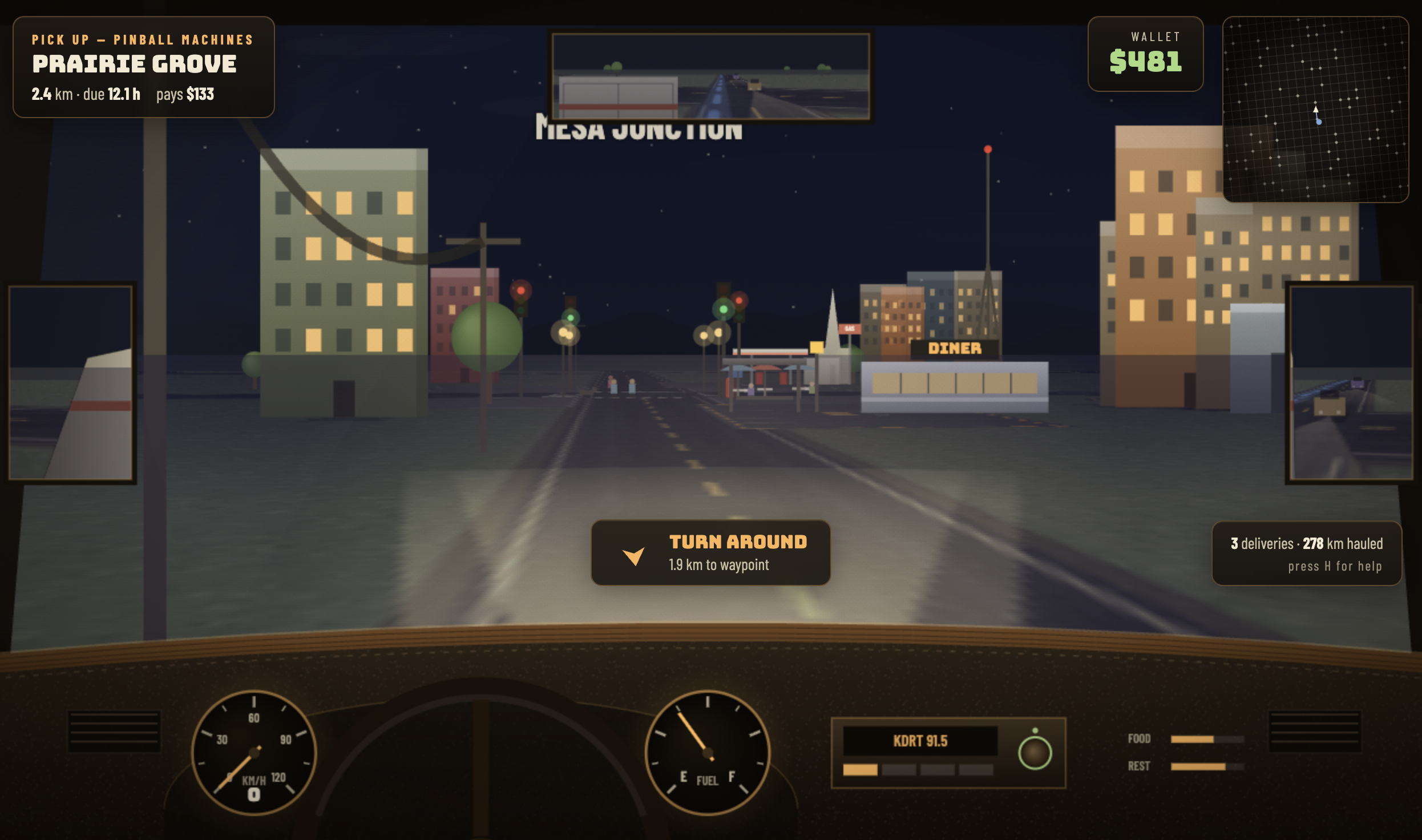 Long Haul — a night drive through a city in the truck-sim game